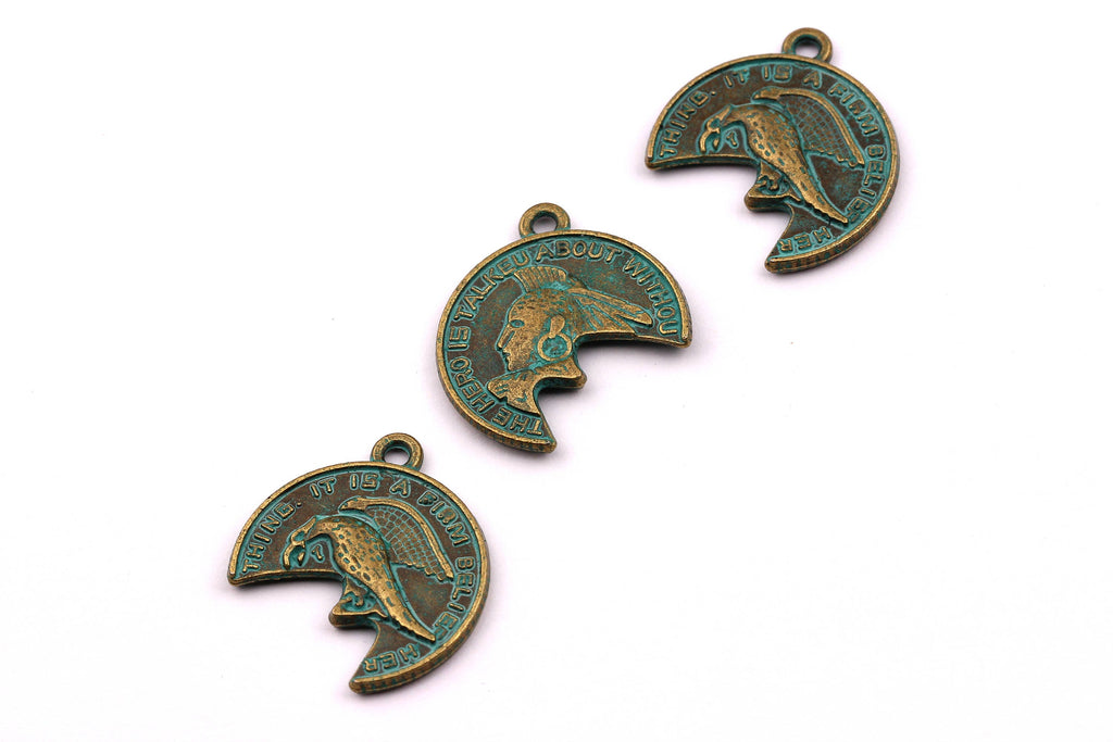 Faux Patina Pendant - Break Shaped - Alloy Charms - Antique Bronze Tone Necklace - Zinc Alloy Beads - The Hero Pendant - 24x2mm ZZ1060 - DOMEDBAZAAR