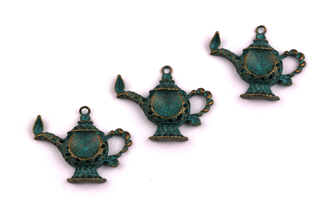 Faux Patina Pendant - Teapot Shaped - Alloy Charms - Antique Bronze Tone Necklace - Zinc Alloy Beads - Jewelry Supplies - 25.35x3mm ZZ1038 - DOMEDBAZAAR