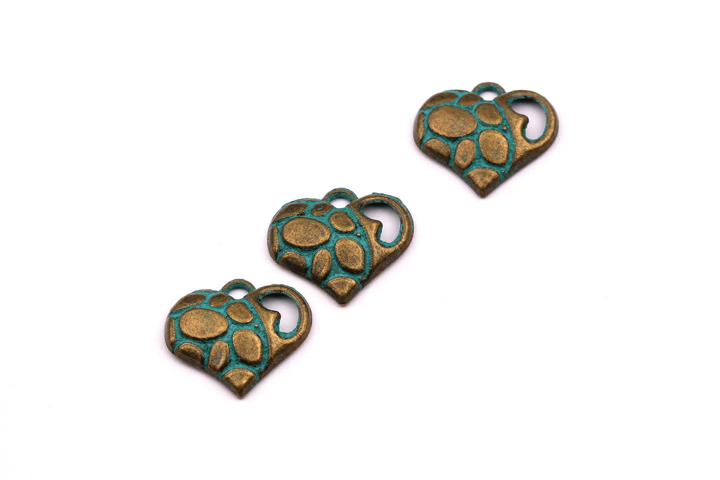 Faux Patina Pendant - Heart Shaped - Alloy Charms - Antique Bronze Tone Necklace - Zinc Alloy Beads - Jewelry Supplies - 16x18x3.5mm ZZ1091 - DOMEDBAZAAR