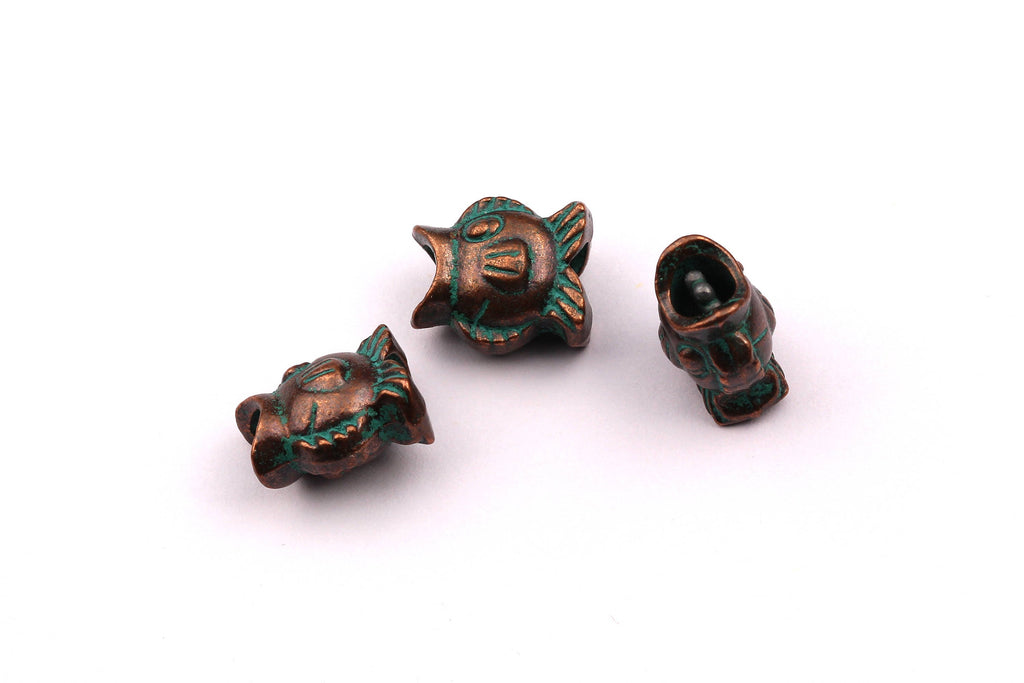 Faux Patina Beads - Fish Shaped - Alloy Charms - Antique Bronze Tone Necklace - Zinc Alloy Pendant - Jewelry Supplies - 14x9mm ZZ1110 - DOMEDBAZAAR