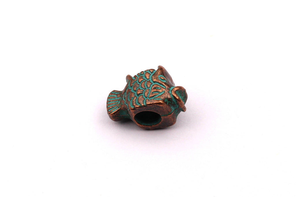 Faux Patina Beads - Fish Shaped - Alloy Charms - Antique Bronze Tone Necklace - Zinc Alloy Pendant - Jewelry Supplies - 14x9mm ZZ1111 - DOMEDBAZAAR