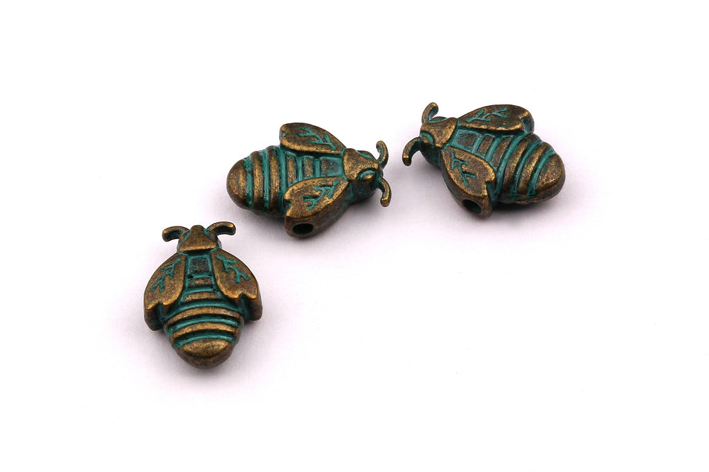 Faux Patina Beads - Bee Shaped - Alloy Charms - Antique Bronze Tone Necklace - Zinc Alloy Pendant - Jewelry Supplies - 14x10x5mm ZZ1120 - DOMEDBAZAAR