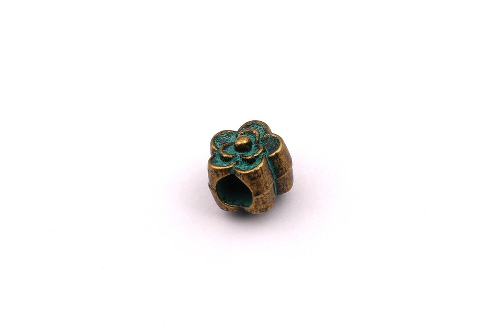 Faux Patina Beads - Flower Shaped - Alloy Charms - Antique Bronze Tone Necklace - Zinc Alloy Pendant - Jewelry Supplies - 9x7mm ZZ1121 - DOMEDBAZAAR