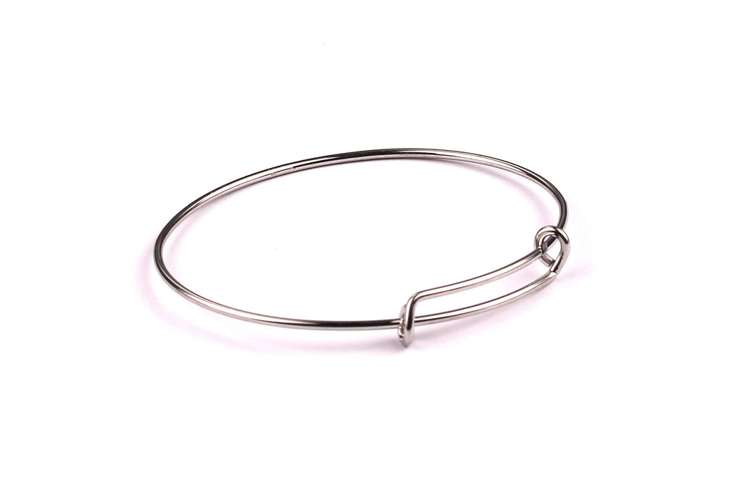 Adjustable Bangle Bracelet - Stainless Steel Bracelet - One  Loop - Expandable Wire Bangle For Charms - Jewelry Supplies - 65x1.6mm - SS1001 - DOMEDBAZAAR