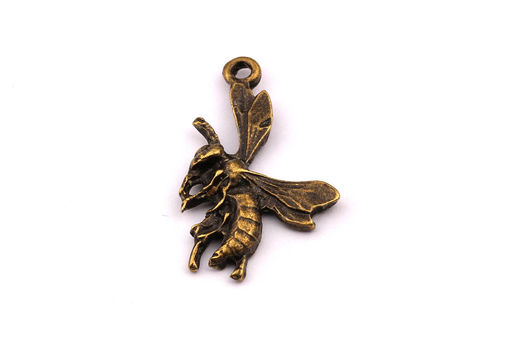 Zinc Alloy Pendant - Bee Shaped - Alloy Charms - Antique Bronze Tone Necklace - Zinc Alloy Beads - Jewelry Supplies - 19x10x1.7mm ZZ1133 - DOMEDBAZAAR
