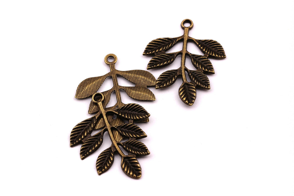Zinc Alloy Pendant - Leaf Shaped - Alloy Charms - Antique Bronze Tone Necklace - Zinc Alloy Beads - Jewelry Supplies - 34x28x1.7mm ZZ1135 - DOMEDBAZAAR