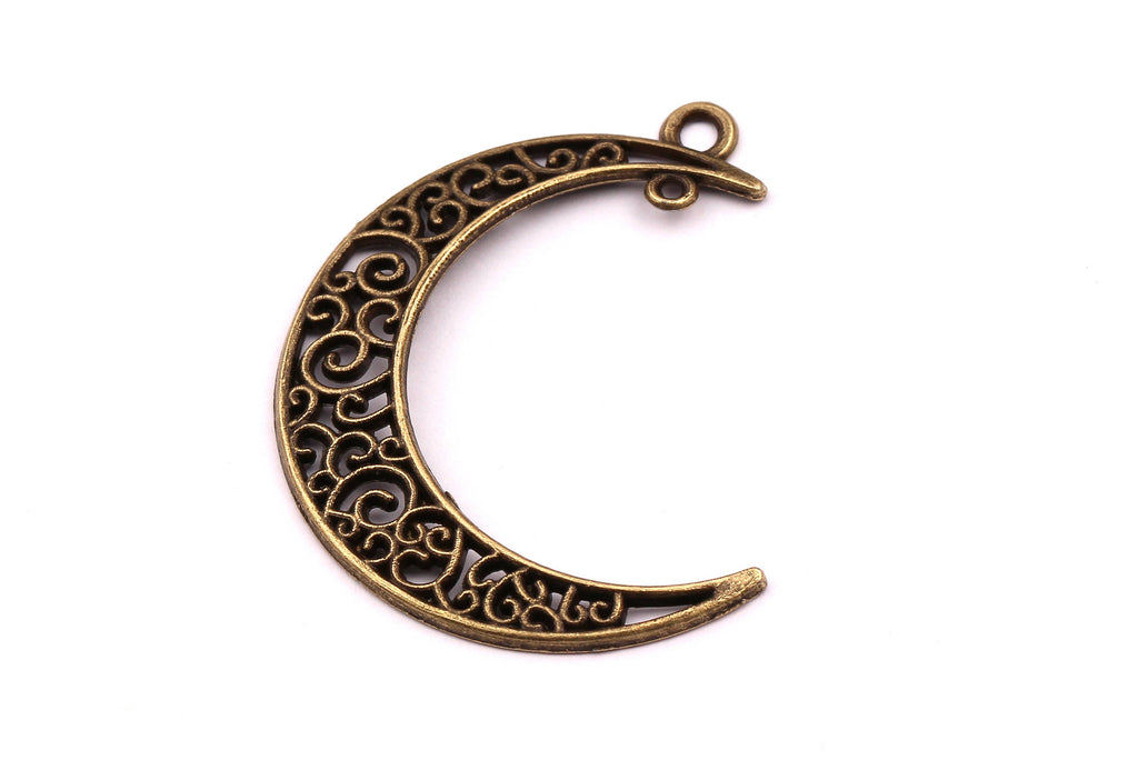 Zinc Alloy Pendant - Crescent Shaped - Alloy Charms - Antique Bronze Tone Necklace - Zinc Alloy Beads - Jewelry Supplies - 38x8x1.5mm ZZ1144 - DOMEDBAZAAR