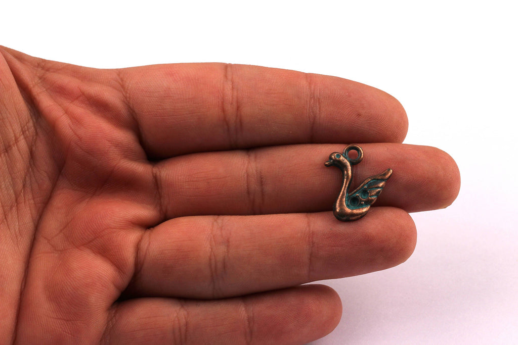 Faux Patina Pendant - Goose Shaped - Alloy Charms - Antique Bronze Tone Necklace - Zinc Alloy Beads - Jewelry Supplies - 19x10x1.5mm ZZ1004 - DOMEDBAZAAR