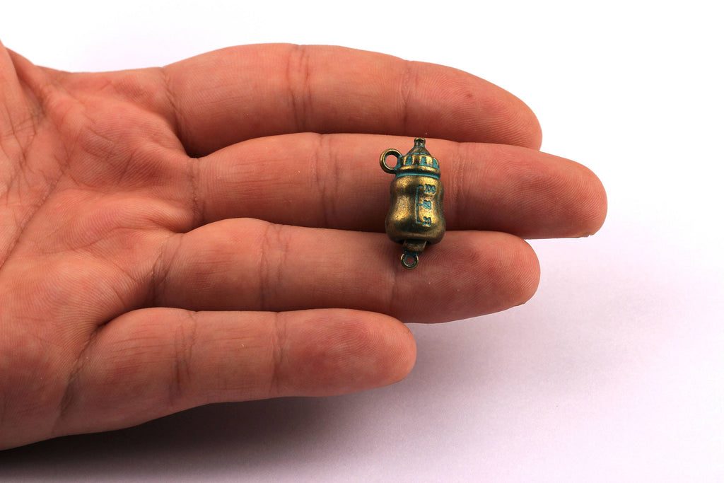 Faux Patina Pendant - Feeder Shaped - Alloy Charms - Antique Bronze Tone Necklace - Zinc Alloy Beads - Jewelry Supplies - 19x10mm ZZ1032 - DOMEDBAZAAR
