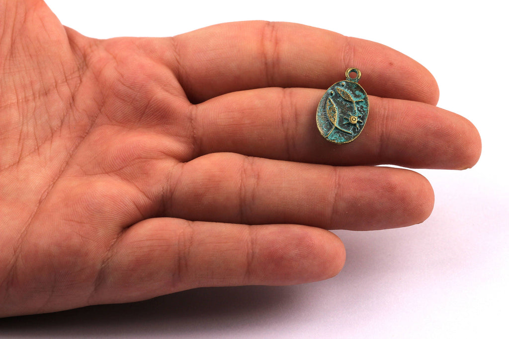 Faux Patina Pendant - Fish Shaped - Alloy Charms - Antique Bronze Tone Necklace - Zinc Alloy Beads - Jewelry Supplies - 22x12x2mm ZZ1077 - DOMEDBAZAAR