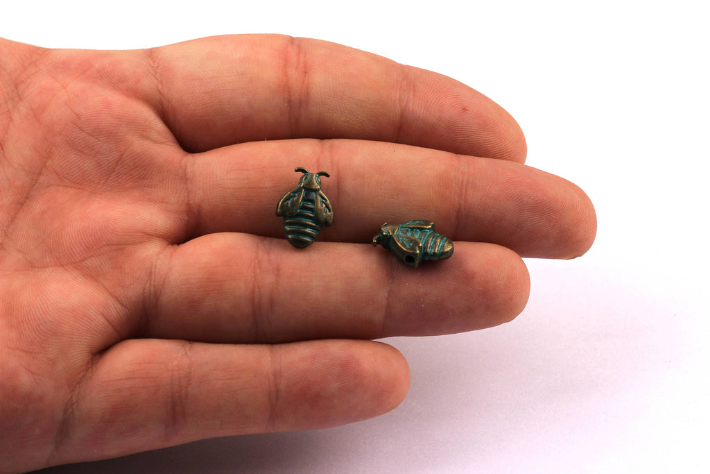 Faux Patina Beads - Bee Shaped - Alloy Charms - Antique Bronze Tone Necklace - Zinc Alloy Pendant - Jewelry Supplies - 14x10x5mm ZZ1120 - DOMEDBAZAAR