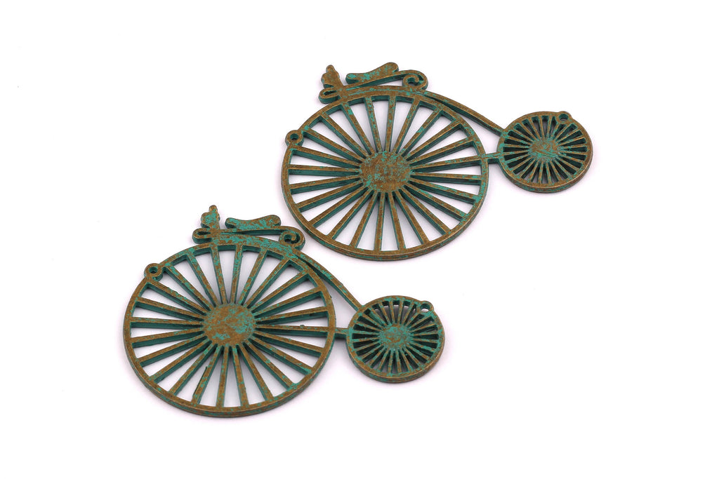 Faux Patina Pendant - Cycle Shaped - Alloy Charms - Antique Bronze Tone Necklace - Zinc Alloy Beads - Jewelry Supplie - 75x60x2.5mm - ZZ1101 - DOMEDBAZAAR