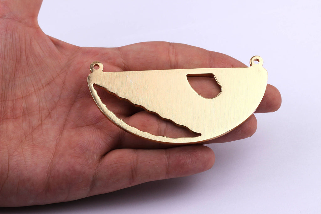 Aluminum Charms - Half Circle Shaped Pendant - Anodized Aluminium Charms - Wall Decor - Gold Tone - 40x90x2.5mm - AA1018 - DOMEDBAZAAR