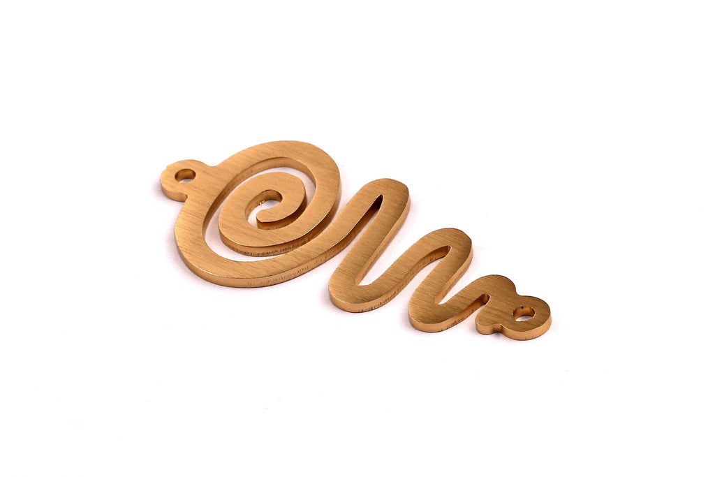 Aluminum Charms - Curled Pendant - Anodized Aluminium Charms - Wall Decor - Gold Tone - 70x31x2mm - AA1033 - DOMEDBAZAAR