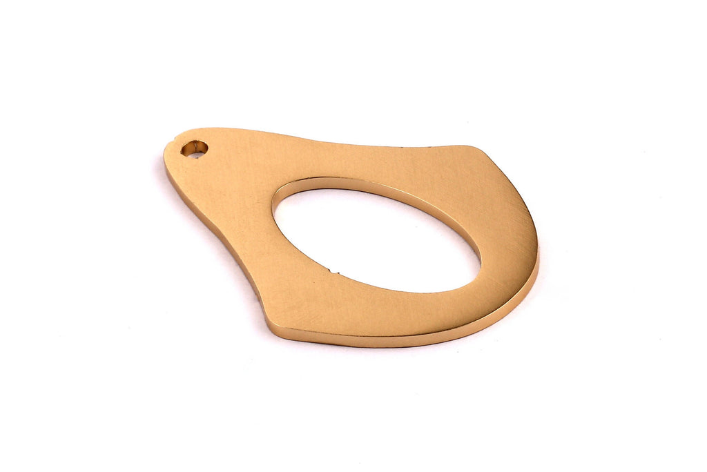 Aluminum Charms - Ellipse Hole Frame Shaped Pendant - Anodized Aluminium Charms - Wall Decor - Gold Tone -54x38x1.9mm - AA1043 - DOMEDBAZAAR