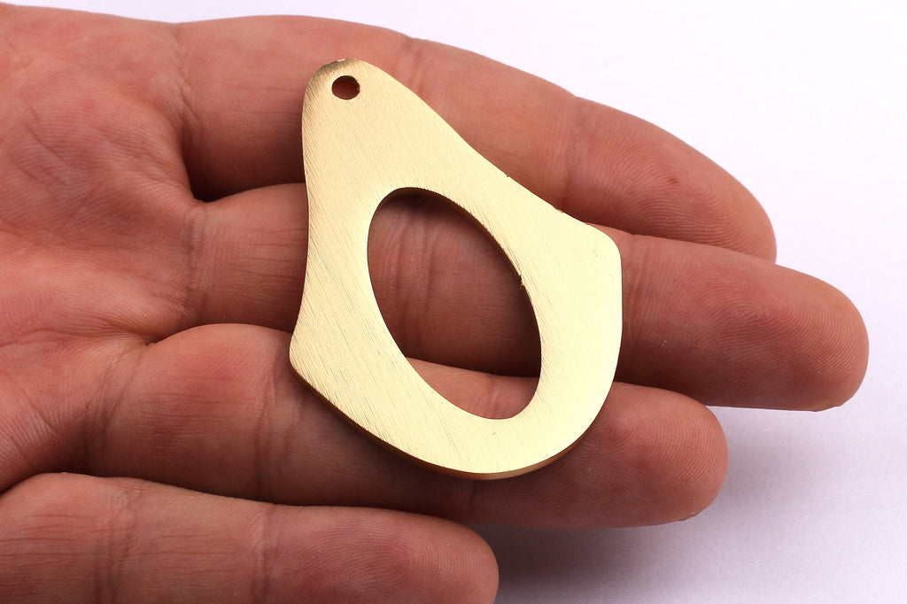Aluminum Charms - Ellipse Hole Frame Shaped Pendant - Anodized Aluminium Charms - Wall Decor - Gold Tone -54x38x1.9mm - AA1043 - DOMEDBAZAAR