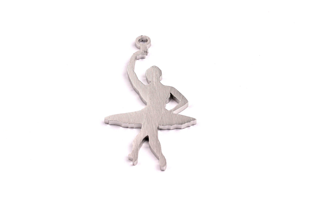 Aluminum Charms - Dancer Girl Shaped Pendant - Anodized Aluminium Charms - Wall Decor - Silver Tone - 66x29x2mm - AA1069 - DOMEDBAZAAR