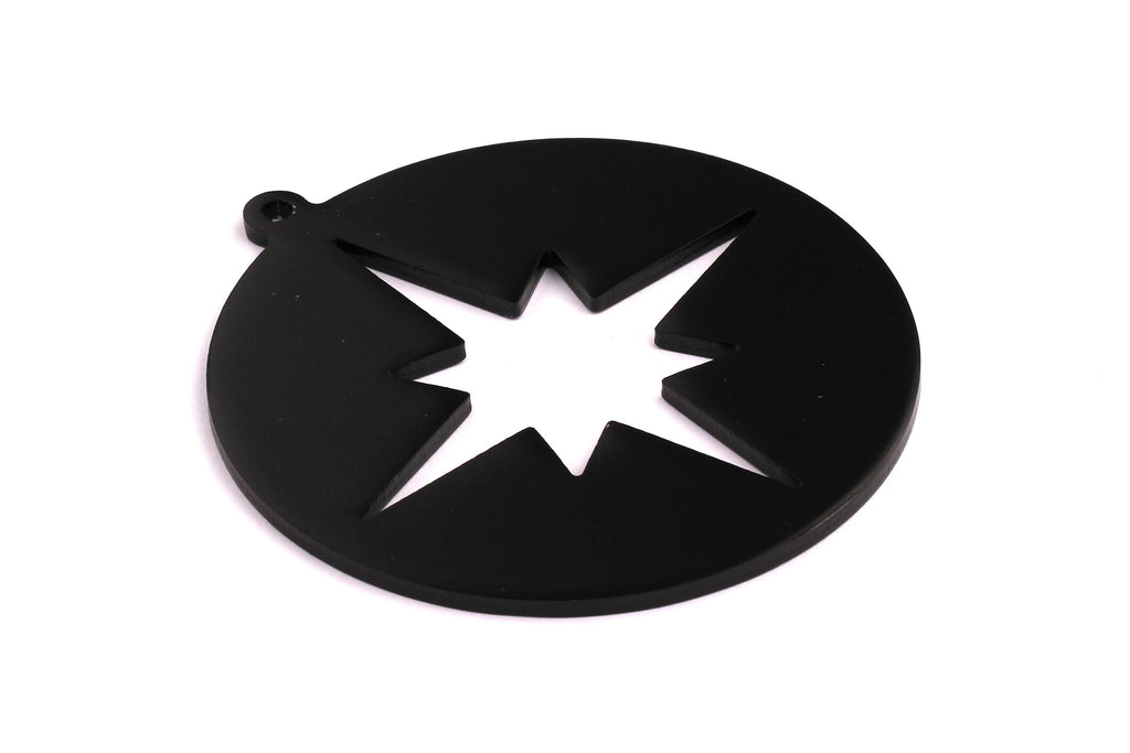 Aluminum Charms - Circle Pendant - Anodized Aluminium Charms - Wall Decor - Black Tone - 69x69x2.5mm - AA1128 - DOMEDBAZAAR