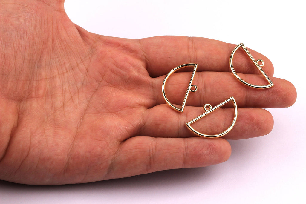 Semicircle Shaped Charms- Zinc Alloy Earring Findings - Gold Tone - Alloy Pendant for Necklace - Jewelry Supplies - 29x18x2mm - ZZ1156 - DOMEDBAZAAR