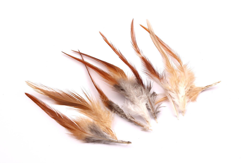 Natural Rooster Feather - Brown Feather - (12-15 cm) - Real Feathers for Jewelry, Costume, Millinery, Decoration, Crafts - 50Pieces - FF1004 - DOMEDBAZAAR