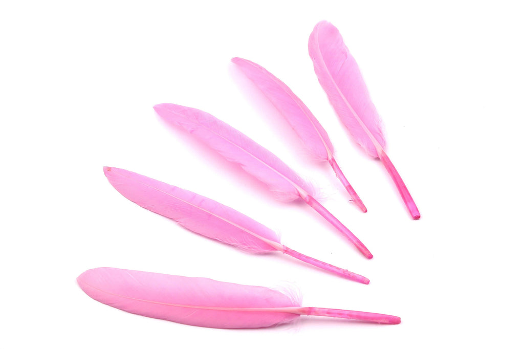 Goose Feather - Pink Plumage - (12-15cm) - Real Feathers for Jewelry, Costumes, Millinery, Decoration, Crafts - 100 Pieces - FF1013P - DOMEDBAZAAR
