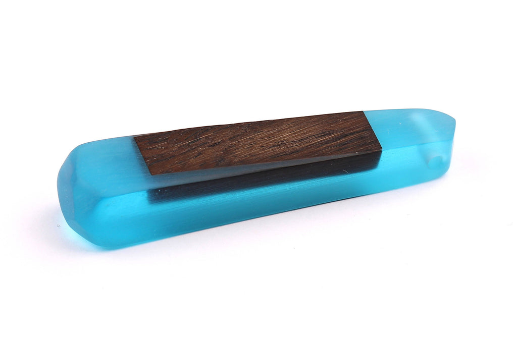Wood Resin Pendant - Natural Monzo Wooden Charms - Blue Epoxy Resin Necklace - Jewelry Supplies - Wooden Beads - 73x15x12mm - BB1003B - DOMEDBAZAAR