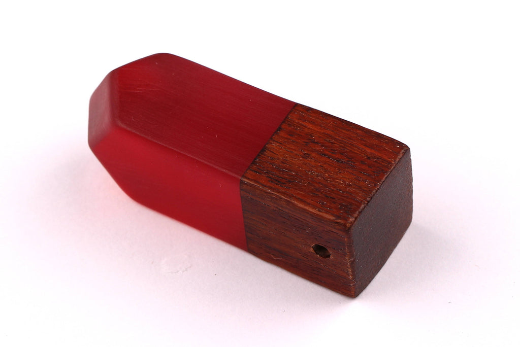 Wood Resin Pendant - Natural Monzo Wooden Charms - Red Epoxy Resin Necklace - Jewelry Supplies - Wooden Beads - 50x17x17mm - BB1006R - DOMEDBAZAAR