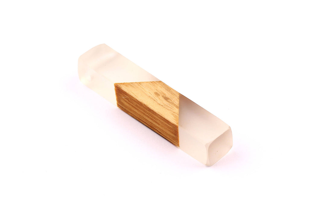 Wood Resin Pendant - Natural Mahogany Wooden Charms - White Epoxy Resin Necklace - Jewelry Supplies - Wooden Beads - 60x10x11mm - BB1017MW - DOMEDBAZAAR