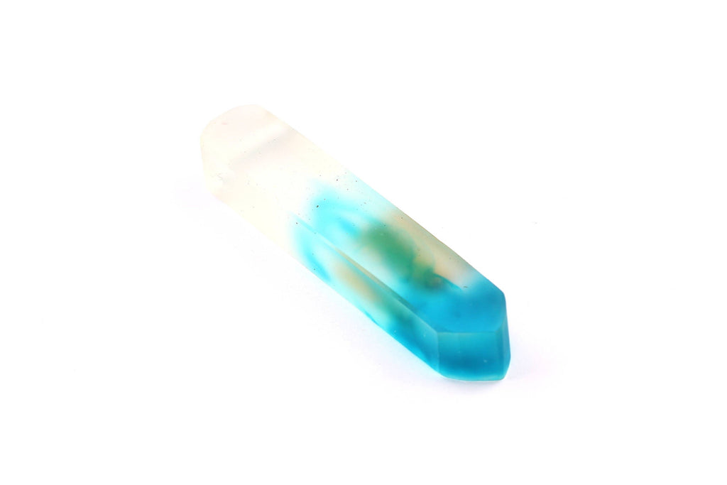 Wood Resin Pendant - Natural Crude Wooden Charms - Blue & White Epoxy Resin Necklace - Jewelry Supplies - Beads - 60x10x11mm - BB1020B - DOMEDBAZAAR