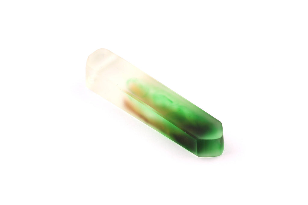 Wood Resin Pendant - Natural Crude Wooden Charms - Green & White Epoxy Resin Necklace - Jewelry Supplies - Beads - 60x10x11mm - BB1020G - DOMEDBAZAAR
