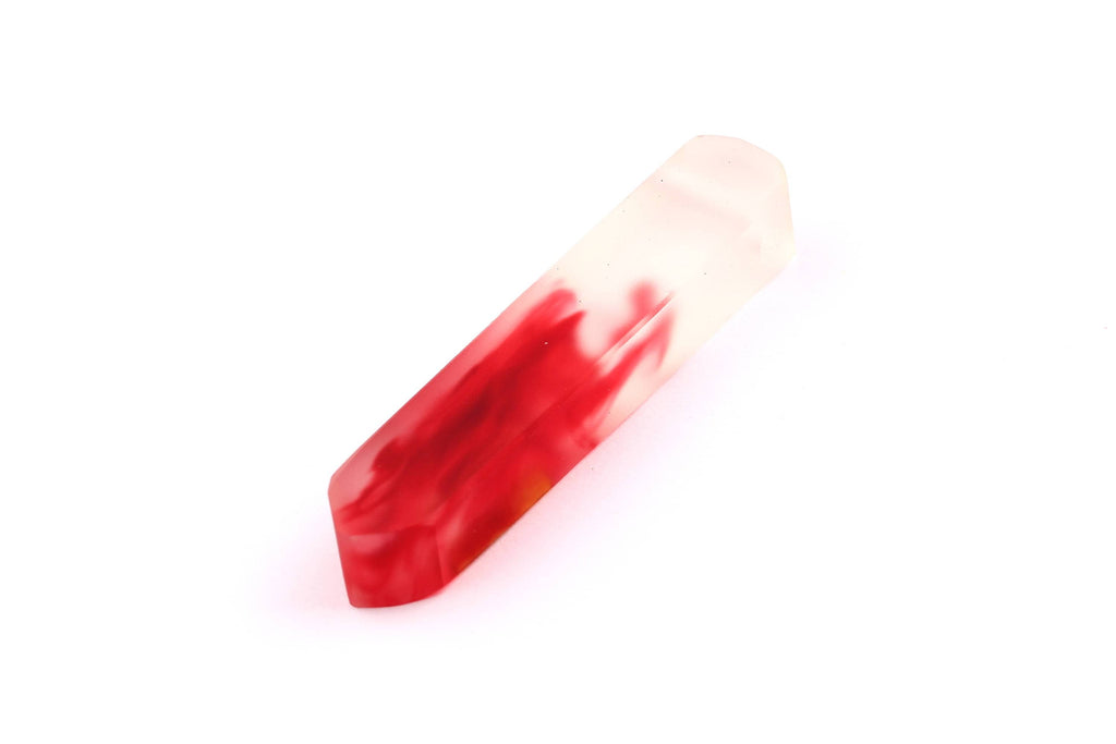 Wood Resin Pendant - Natural Crude Wooden Charms - Red & White Epoxy Resin Necklace - Jewelry Supplies - Beads - 60x10x11mm - BB1020R - DOMEDBAZAAR