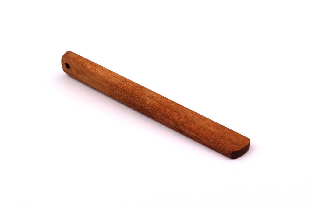Wood Earring Charms - Hammered Long Bar Shaped - Natural Wooden Charms for Necklace and Earrings - Wooden Beads - 65x7x3mm - BB1034W - DOMEDBAZAAR