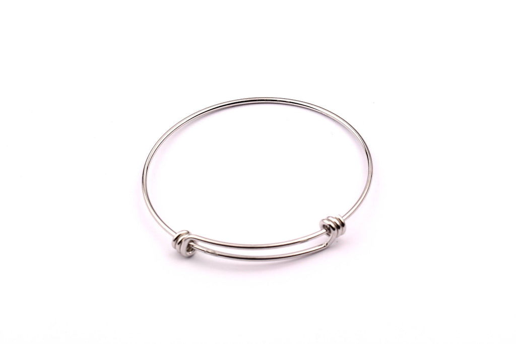 Adjustable Bangle Bracelet - Stainless Steel Bracelet - Two Loops - Expandable Wire Bangle For Charms - Jewelry Supplies - 60x1.6mm - SS1002 - DOMEDBAZAAR