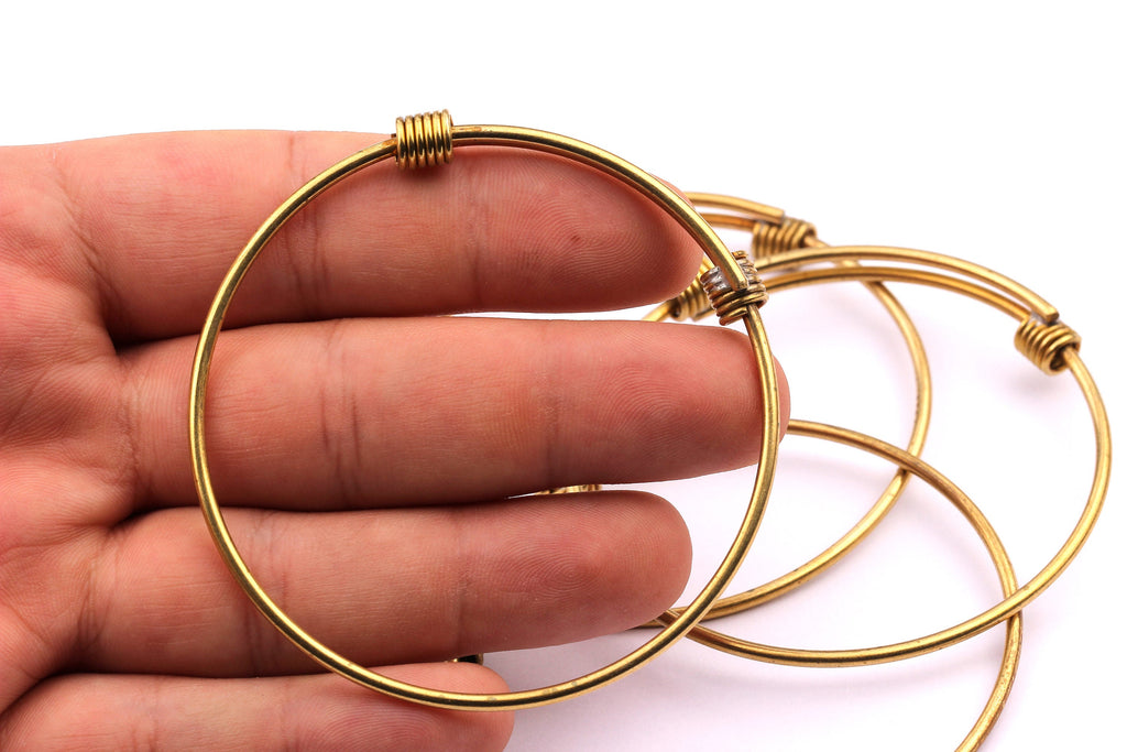 Adjustable Bangle Bracelet - Raw Brass Bracelet - Six Loops - Expandable Wire Bangle For Charms - Jewelry Supplies - 63x2mm - PP1003 - DOMEDBAZAAR