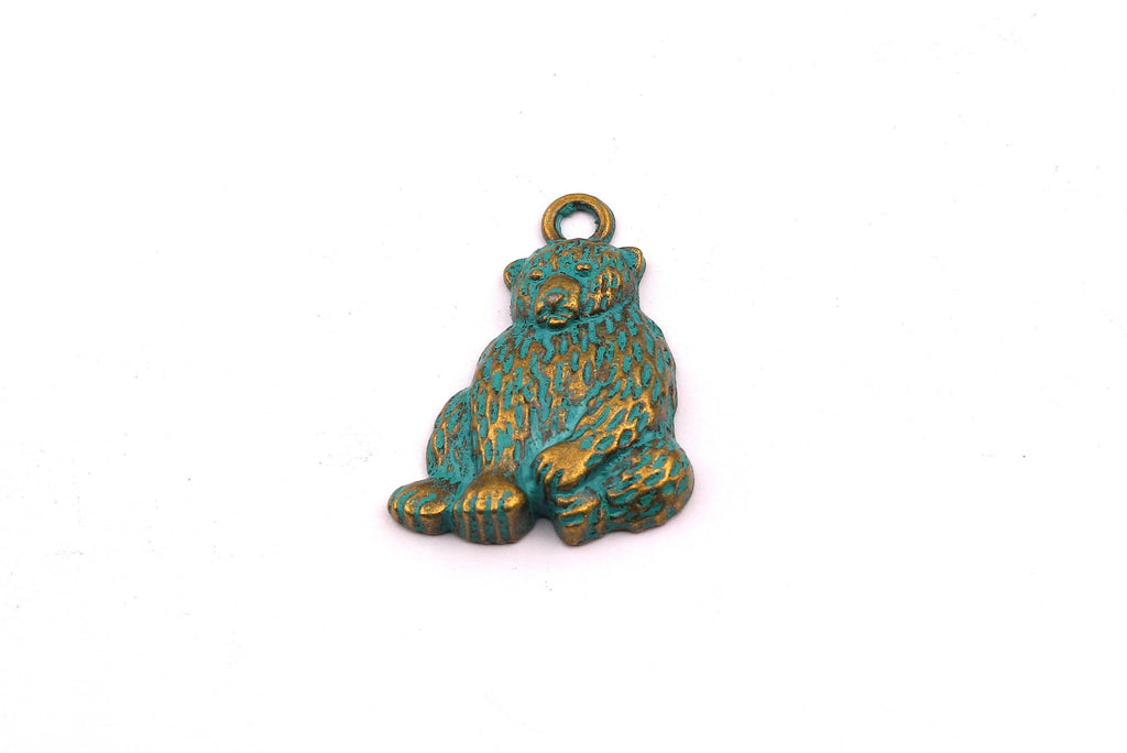 Faux Patina Pendant - Bear Shaped - Alloy Charms - Antique Bronze Tone Necklace - Zinc Alloy Beads - Jewelry Supplies - 25x15x2mm ZZ1006 - DOMEDBAZAAR