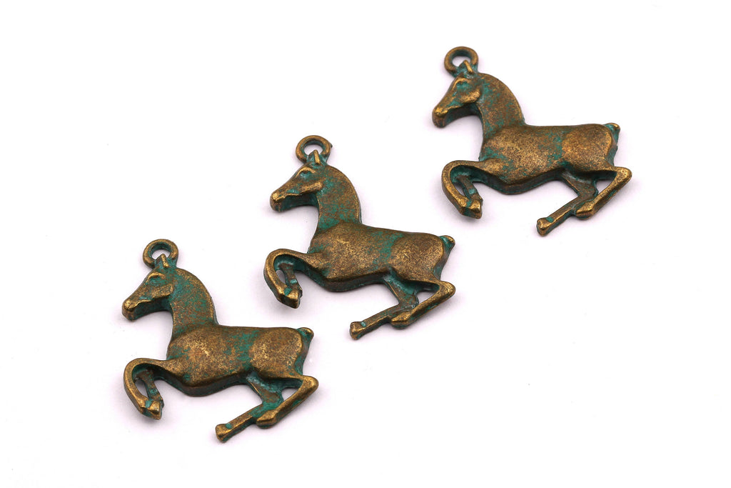 Faux Patina Pendant - Horse Shaped - Alloy Charms - Antique Bronze Tone Necklace - Zinc Alloy Beads - Jewelry Supplies - 30x25x3mm ZZ1012 - DOMEDBAZAAR