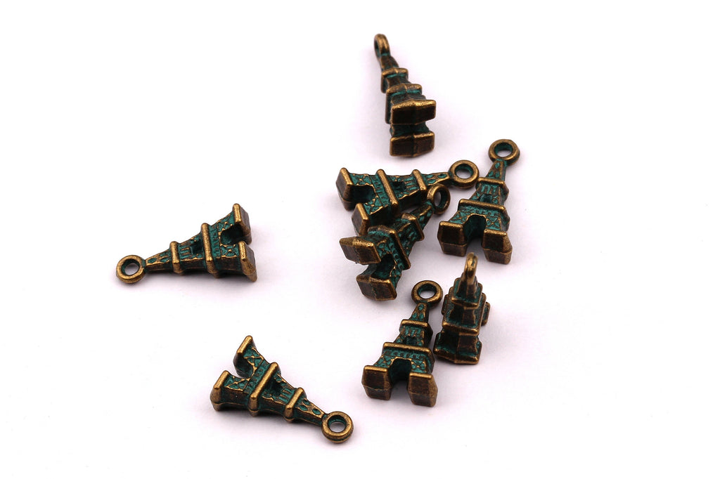 Faux Patina Pendant - Eiffel Shaped - Alloy Charms - Antique Bronze Tone Necklace - Zinc Alloy Beads - Jewelry Supplies - 15x8x4.5mm ZZ1028 - DOMEDBAZAAR