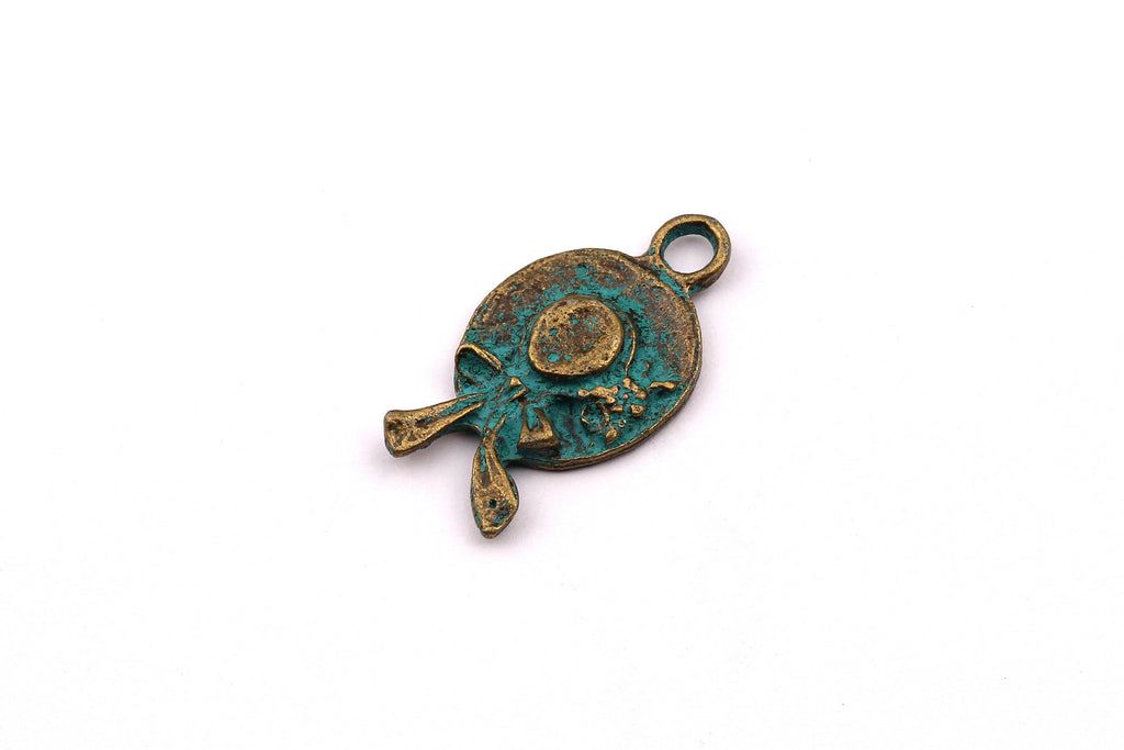 Faux Patina Pendant - Hat Shaped - Alloy Charms - Antique Bronze Tone Necklace - Zinc Alloy Beads - Jewelry Supplies - 25x15x1.7mm ZZ1031 - DOMEDBAZAAR