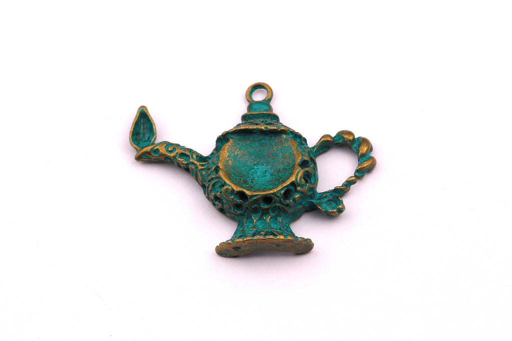 Faux Patina Pendant - Teapot Shaped - Alloy Charms - Antique Bronze Tone Necklace - Zinc Alloy Beads - Jewelry Supplies - 25.35x3mm ZZ1038 - DOMEDBAZAAR
