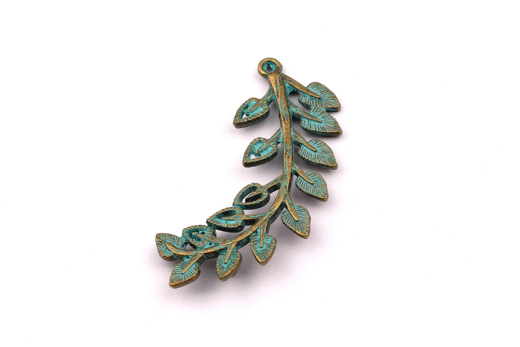Faux Patina Pendant - Bough Shaped - Alloy Charms - Antique Bronze Tone Necklace - Zinc Alloy Beads - Jewelry Supplies - 43x25x2mm ZZ1056 - DOMEDBAZAAR