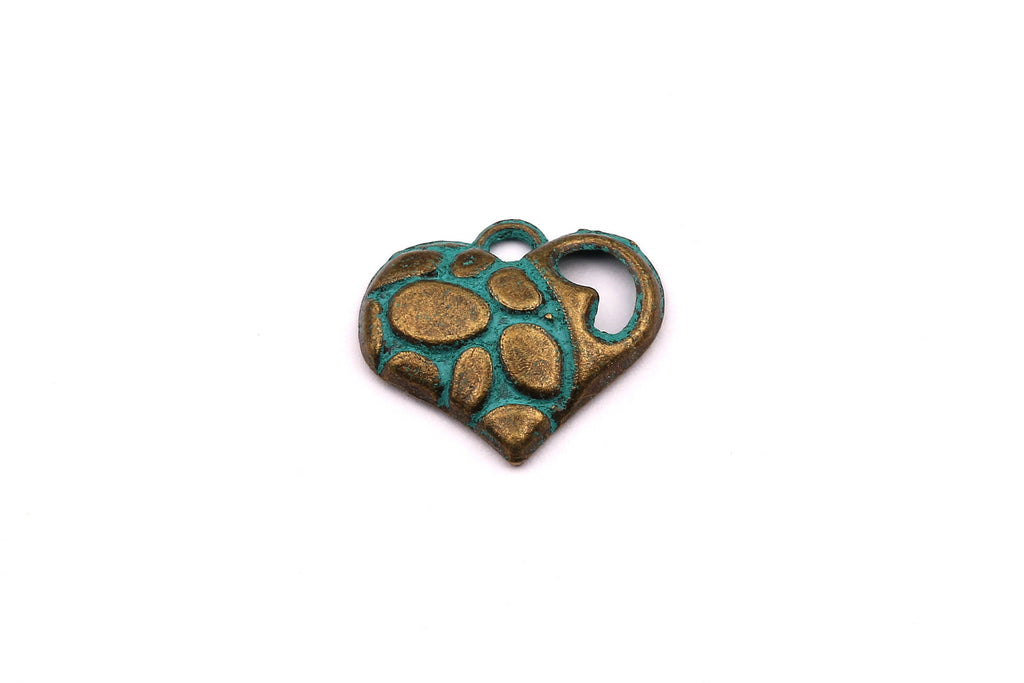 Faux Patina Pendant - Heart Shaped - Alloy Charms - Antique Bronze Tone Necklace - Zinc Alloy Beads - Jewelry Supplies - 16x18x3.5mm ZZ1091 - DOMEDBAZAAR