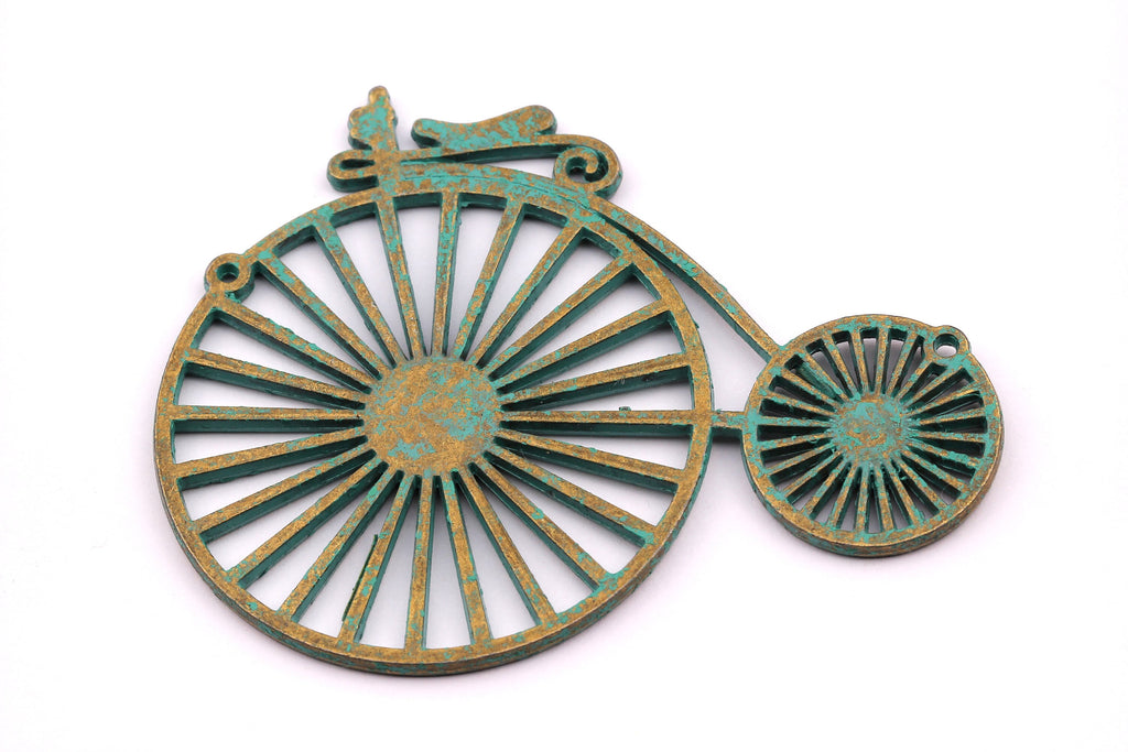 Faux Patina Pendant - Cycle Shaped - Alloy Charms - Antique Bronze Tone Necklace - Zinc Alloy Beads - Jewelry Supplie - 75x60x2.5mm - ZZ1101 - DOMEDBAZAAR