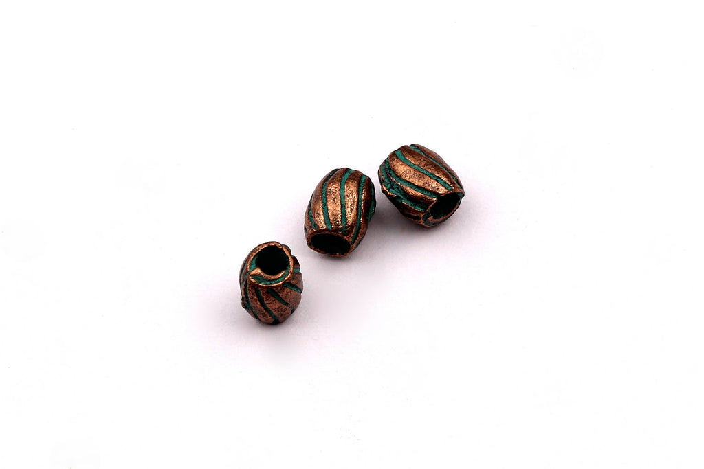 Faux Patina Beads - Roller Shaped - Alloy Charms - Antique Bronze Tone Necklace - Zinc Alloy Pendant - Jewelry Supplies - 6x5mm ZZ1112 - DOMEDBAZAAR