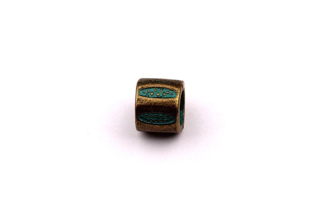 Faux Patina Beads - Circle Shaped - Alloy Charms - Antique Bronze Tone Necklace - Zinc Alloy Pendant - Jewelry Supplies - 8x9mm ZZ1115 - DOMEDBAZAAR