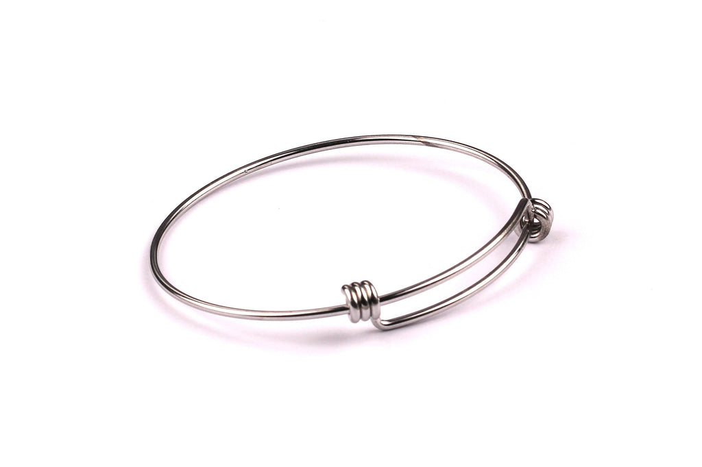 Adjustable Bangle Bracelet - Stainless Steel Bracelet - 3 Loops - Expandable Wire Bangle For Charms - Jewelry Supplies - 70x1.6mm - SS1003 - DOMEDBAZAAR