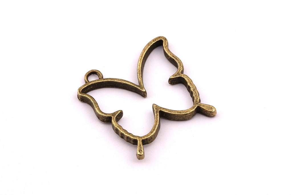 Zinc Alloy Pendant - Butterfly Shaped - Alloy Charms - Antique Bronze Tone Necklace - Zinc Alloy Beads - Jewelry Supplies - 33x28x3mm ZZ1122 - DOMEDBAZAAR