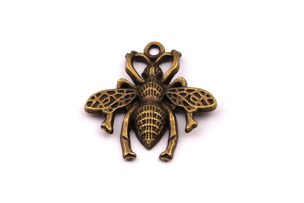 Zinc Alloy Pendant - Fly Shaped - Alloy Charms - Antique Bronze Tone Necklace - Zinc Alloy Beads - Jewelry Supplies - 25x25x3mm ZZ1131 - DOMEDBAZAAR