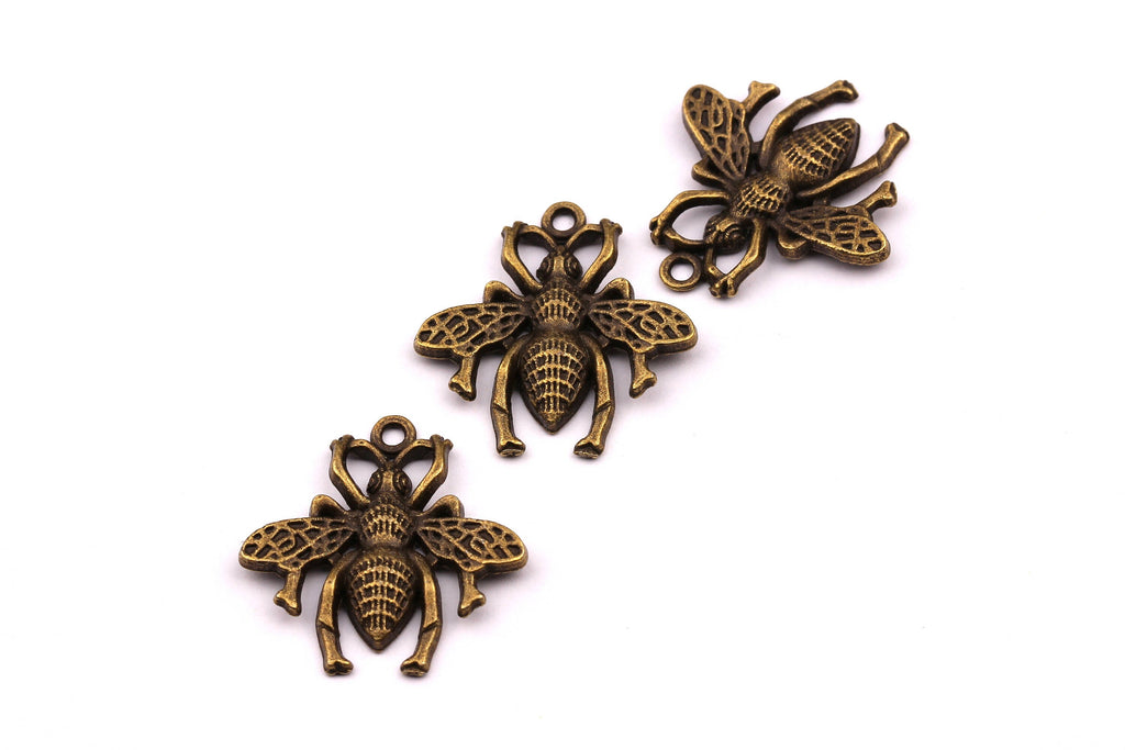 Zinc Alloy Pendant - Fly Shaped - Alloy Charms - Antique Bronze Tone Necklace - Zinc Alloy Beads - Jewelry Supplies - 25x25x3mm ZZ1131 - DOMEDBAZAAR