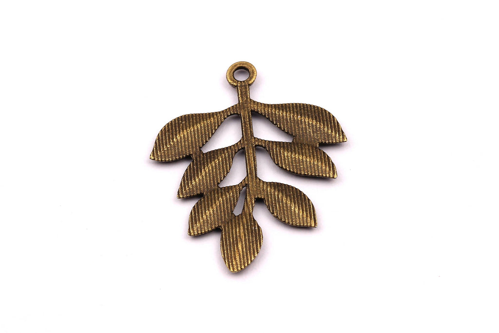Zinc Alloy Pendant - Leaf Shaped - Alloy Charms - Antique Bronze Tone Necklace - Zinc Alloy Beads - Jewelry Supplies - 34x28x1.7mm ZZ1135 - DOMEDBAZAAR