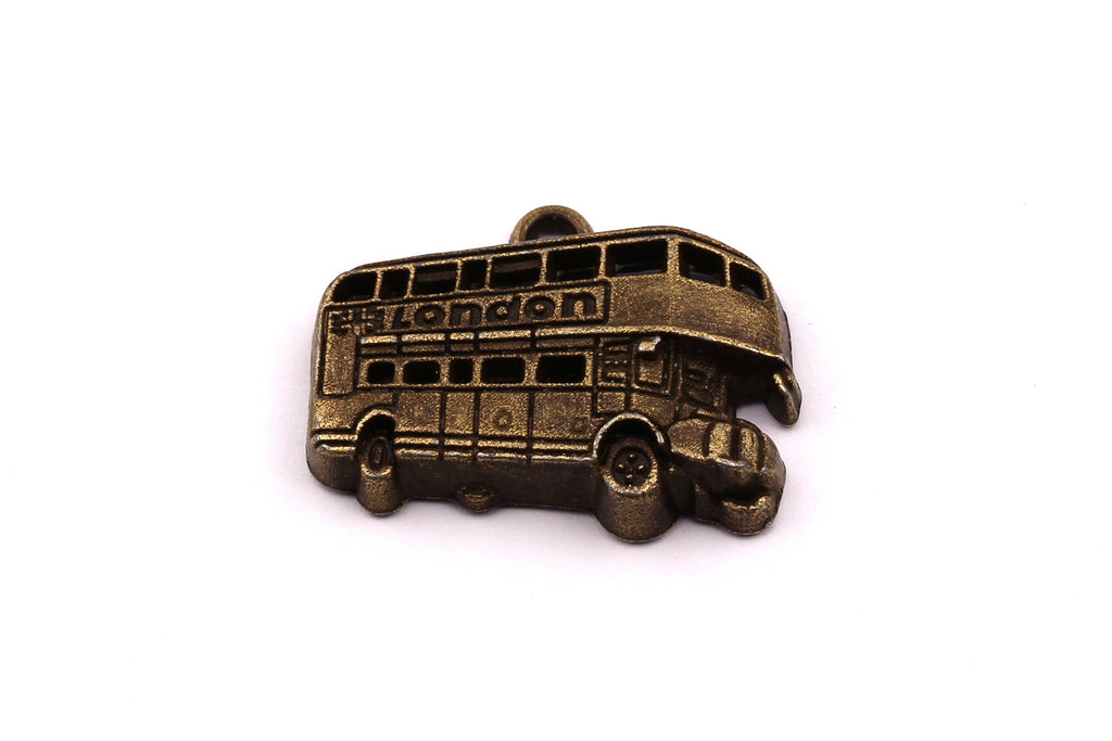 Zinc Alloy Pendant - Bus Shaped - Alloy Charms - Antique Bronze Tone Necklace - Zinc Alloy Beads - London Bus Pendant - 20x25x4.5mm ZZ1139 - DOMEDBAZAAR